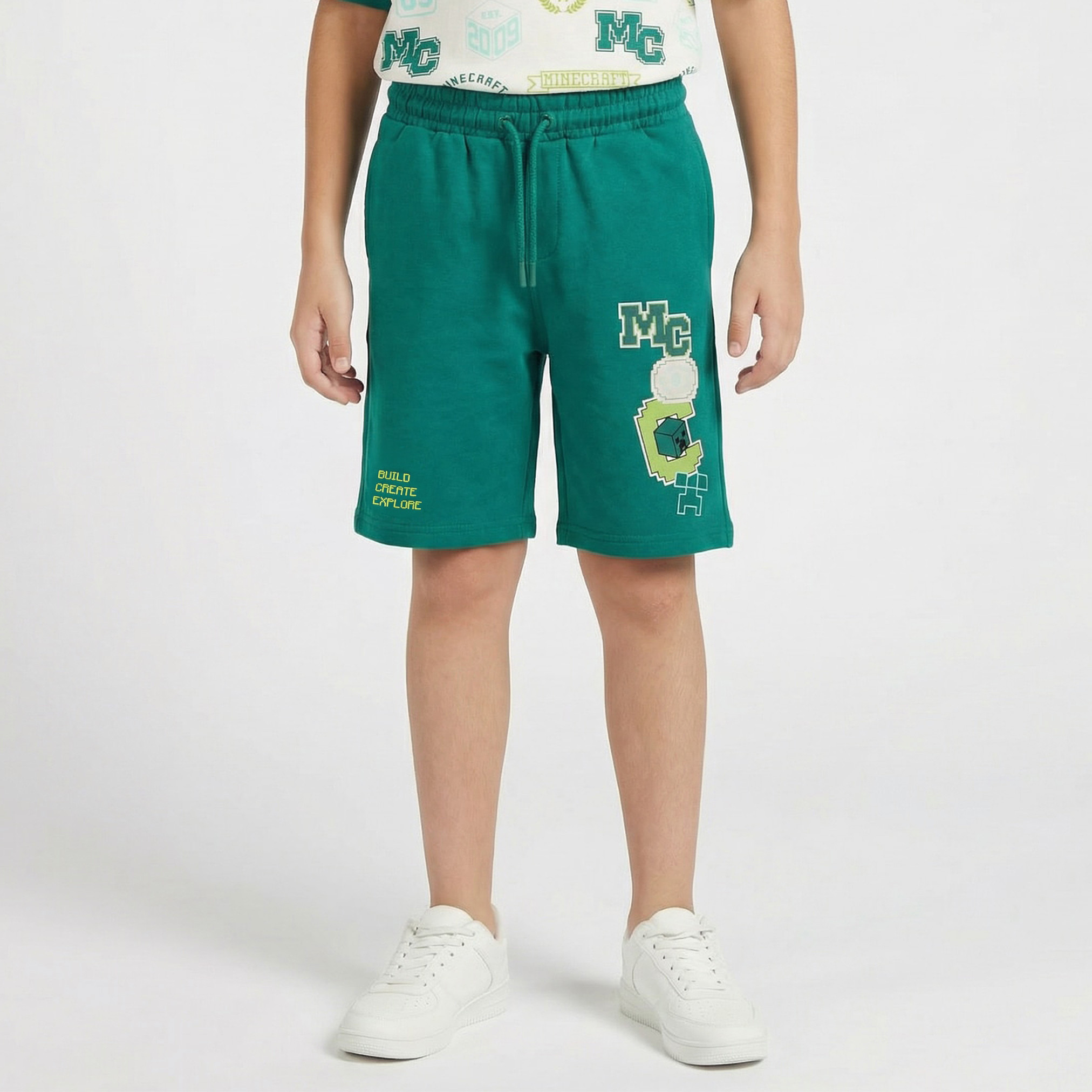 طقم تيشيرت وشورت بياقة ضيقة وأكمام قصيرة وطبعات من ماينكرافت-boys-clothing-setsandcoords-image-3