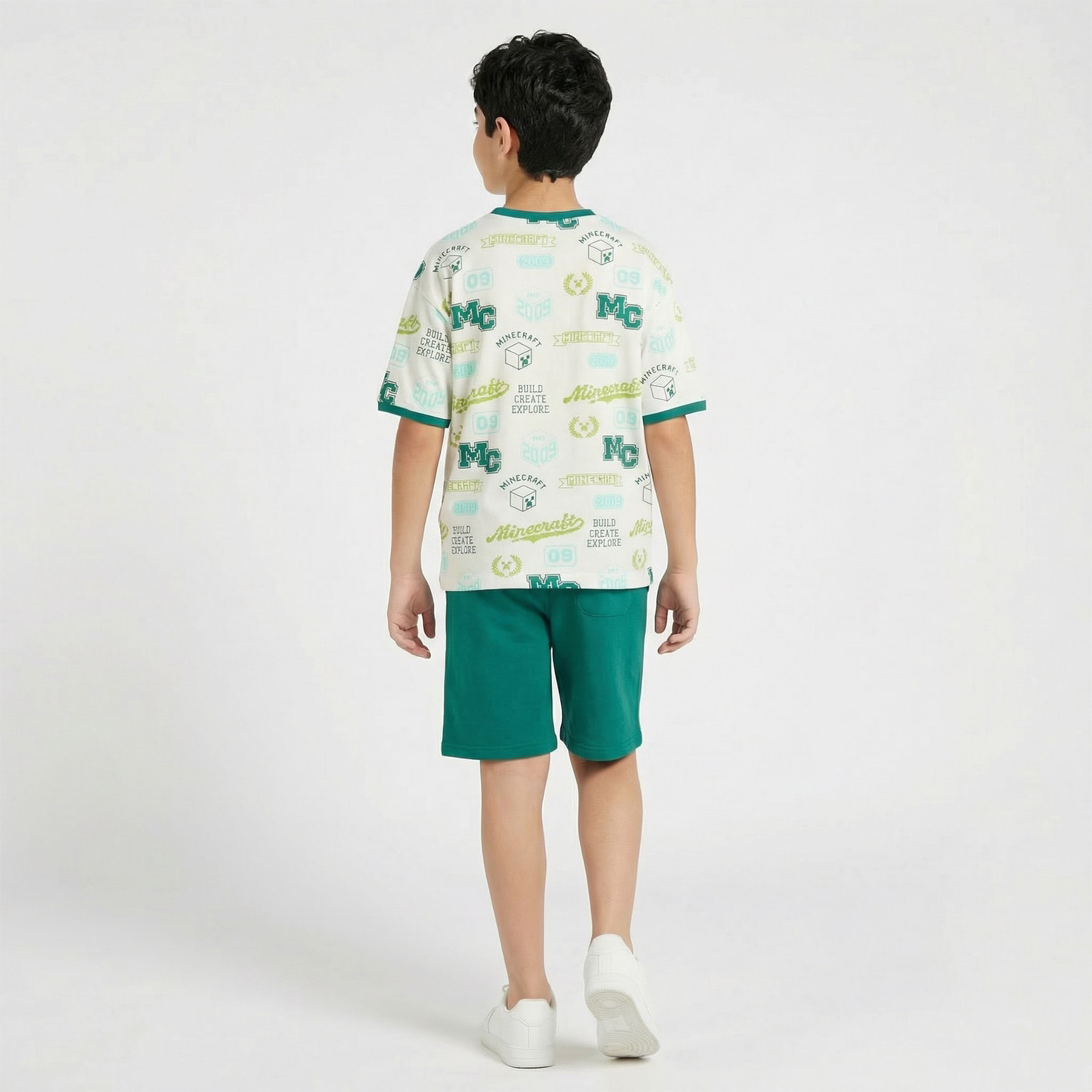 طقم تيشيرت وشورت بياقة ضيقة وأكمام قصيرة وطبعات من ماينكرافت-boys-clothing-setsandcoords-image-4