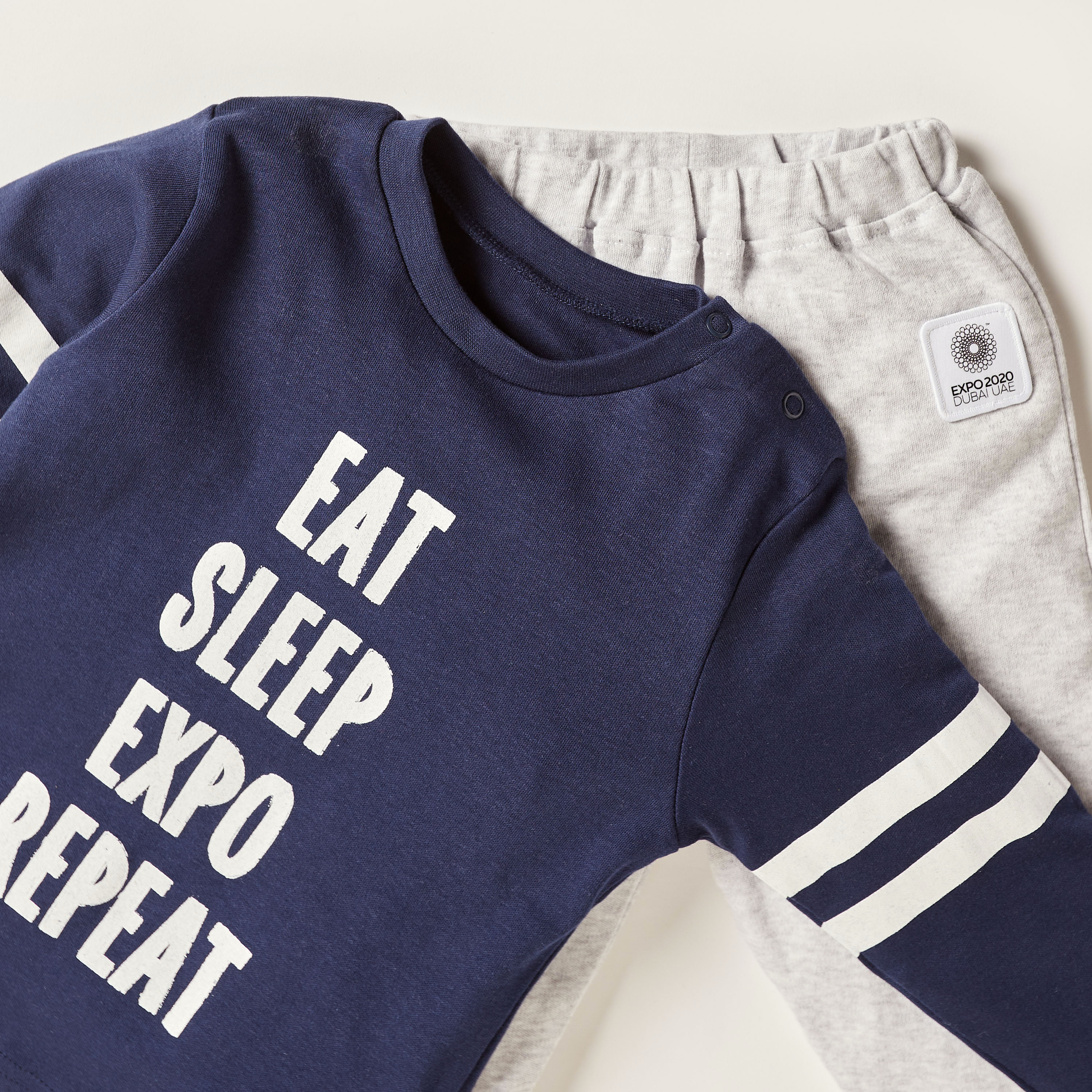 Expo 2020 Printed Crew Neck T-shirt and Pyjama Set-baby-boys-clothing-nightwear-pyjamasets-image-2