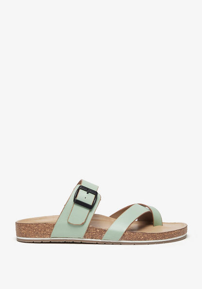 Le Confort Cross Strap Slip-On Sandals with Buckle Detail