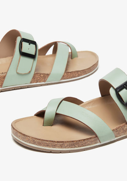 Le Confort Cross Strap Slip-On Sandals with Buckle Detail