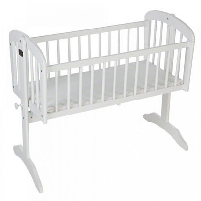 Juniors Kent Wooden Cradle with Mattress - White (Up to 4 months)-Cradles and Bassinets-image-1