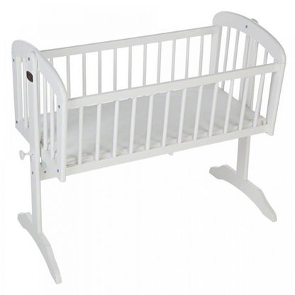 Juniors Kent Wooden Cradle with Mattress - White (Up to 4 months)