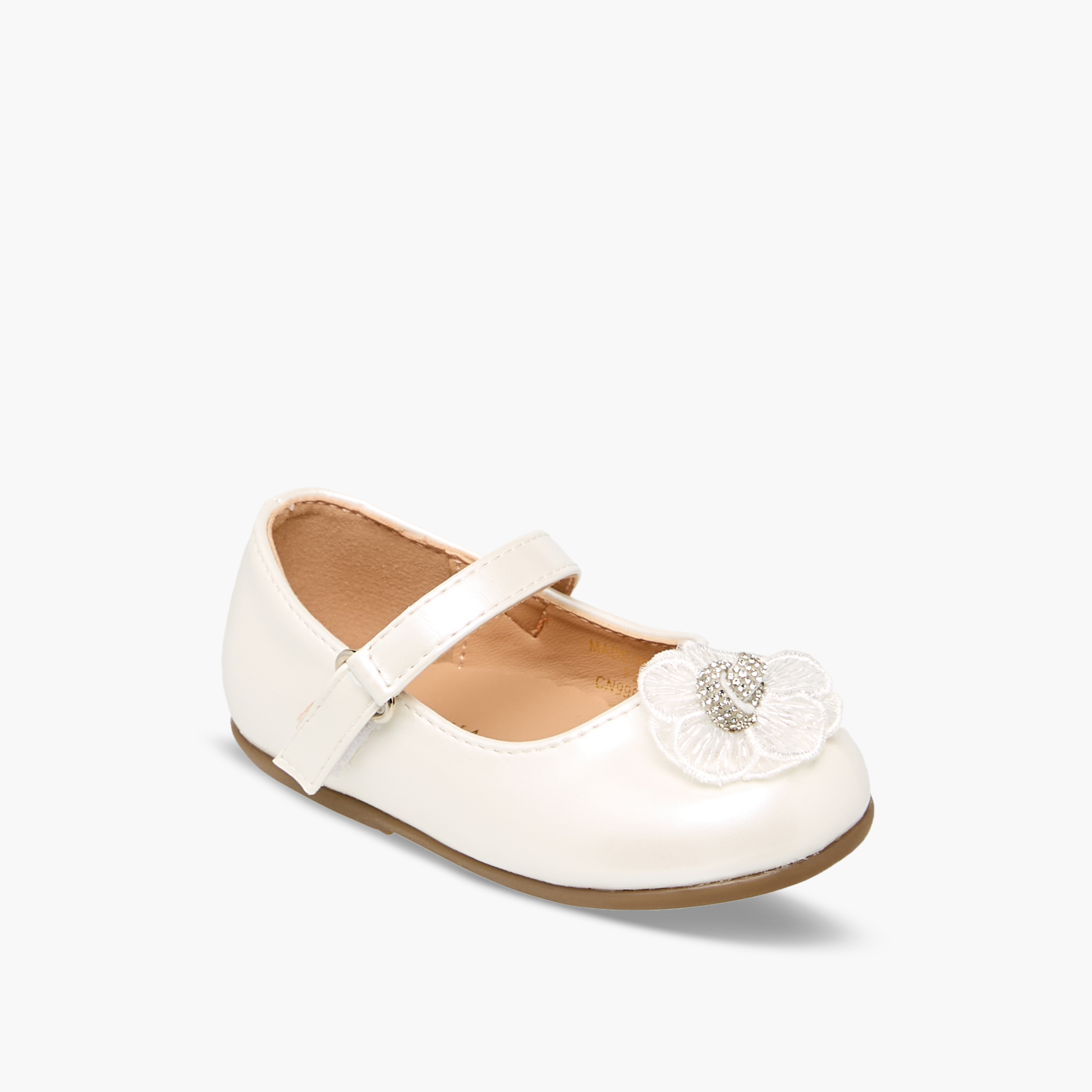 Flora Bella Mary Jane Shoes with Hook & Loop, Floral accent-baby-girls-shoes-closedshoes-image-2