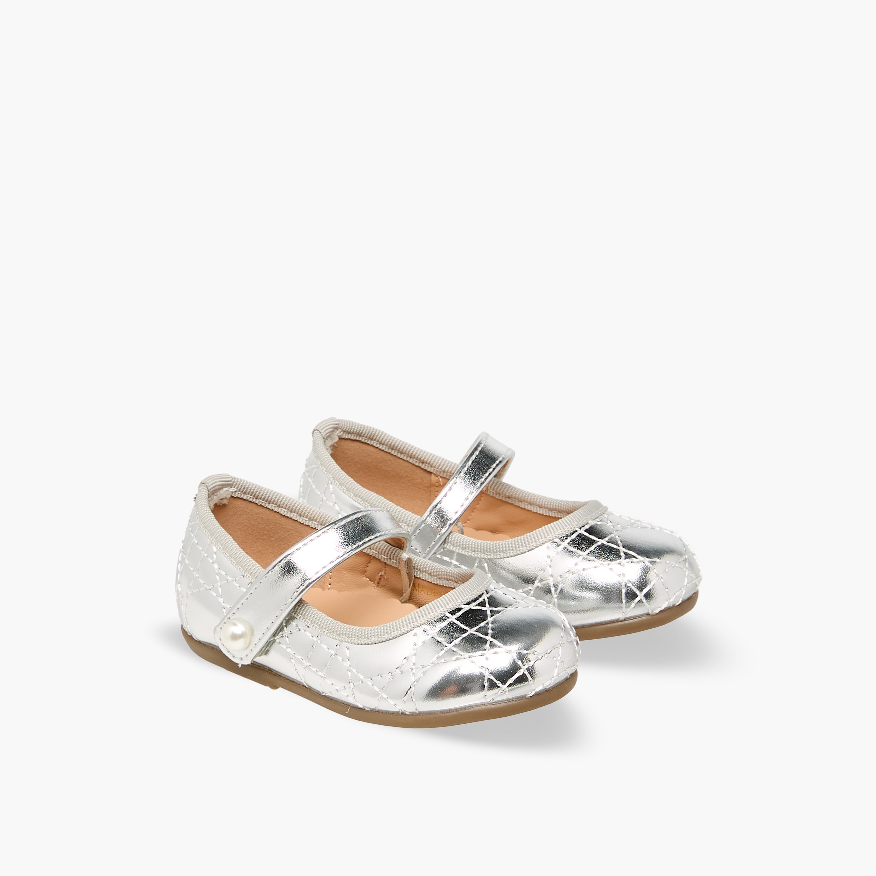 Flora Bella Mary Jane Shoes with Hook & Loop, Quilted Design-baby-girls-shoes-closedshoes-image-1
