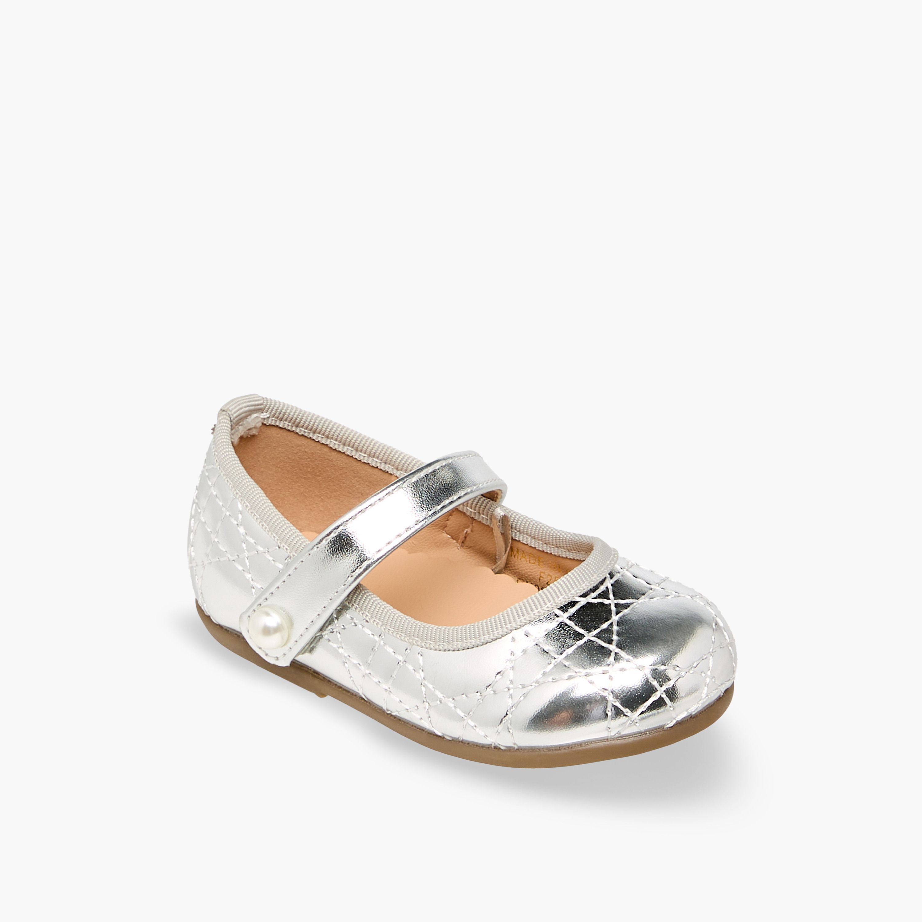 Flora Bella Mary Jane Shoes with Hook & Loop, Quilted Design-baby-girls-shoes-closedshoes-image-2