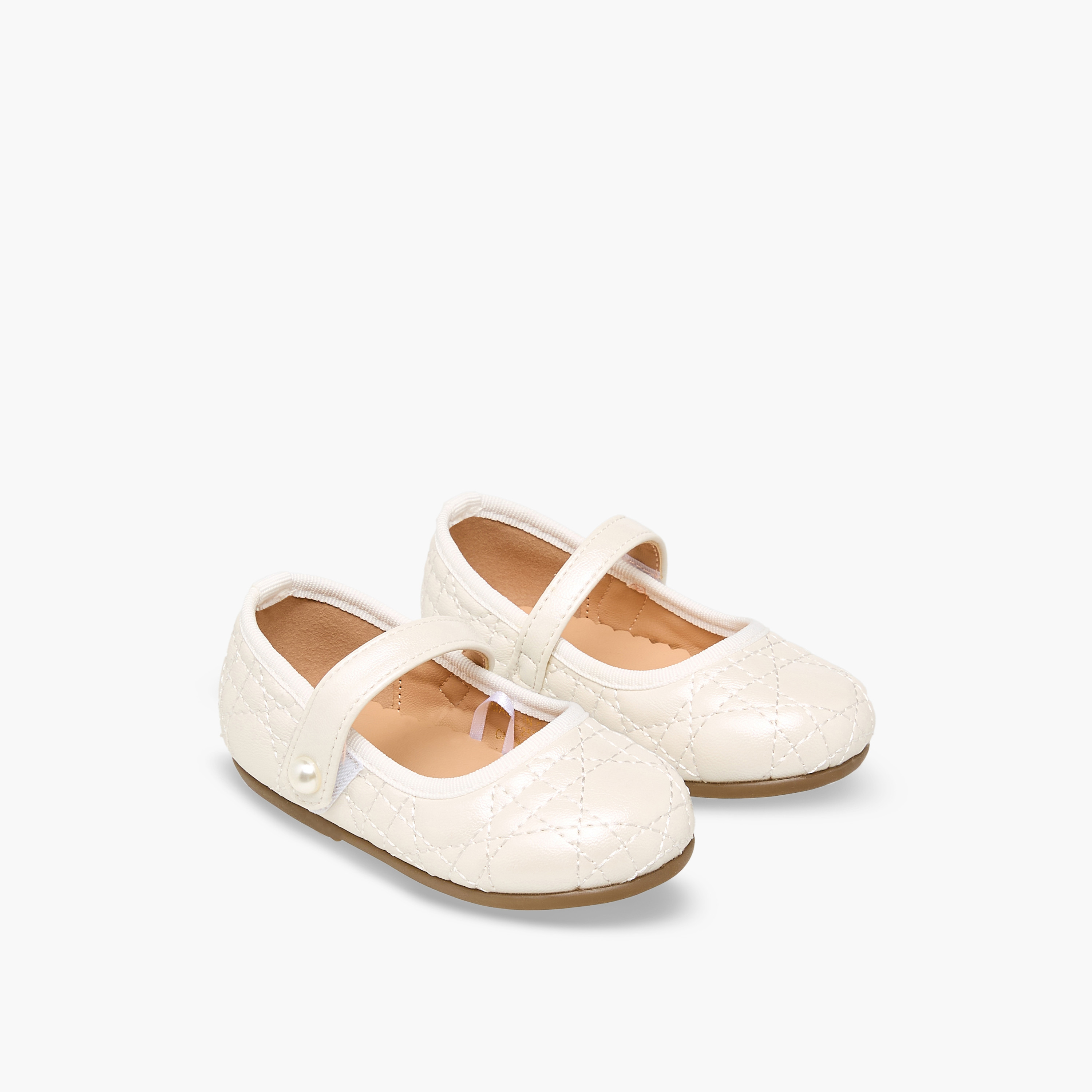 Flora Bella Mary Jane Shoes with Hook & Loop, Quilted Design-baby-girls-shoes-closedshoes-image-1