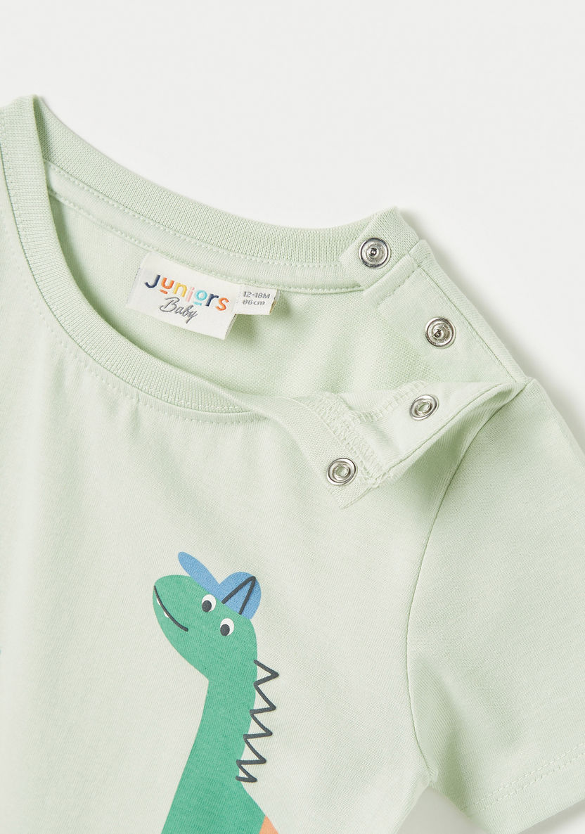 Juniors Dinosaur Print T-shirt with Short Sleeves-T Shirts-image-1