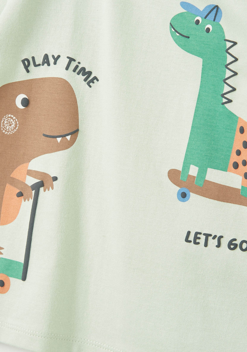 Juniors Dinosaur Print T-shirt with Short Sleeves-T Shirts-image-2