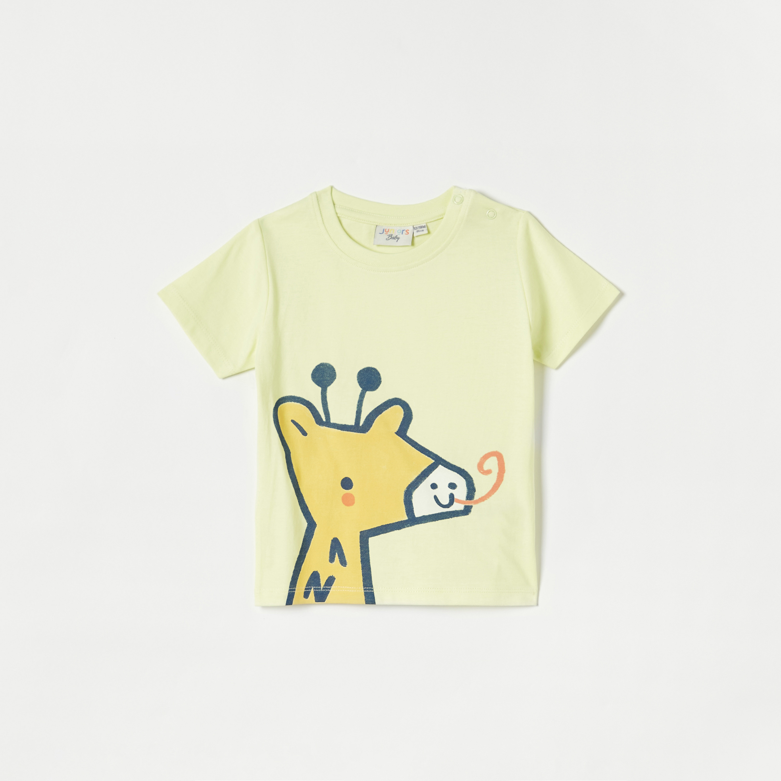 Juniors Graphic Print Crew Neck T-shirt with Short Sleeves-baby-boys-clothing-tshirtsandpolos-image-1