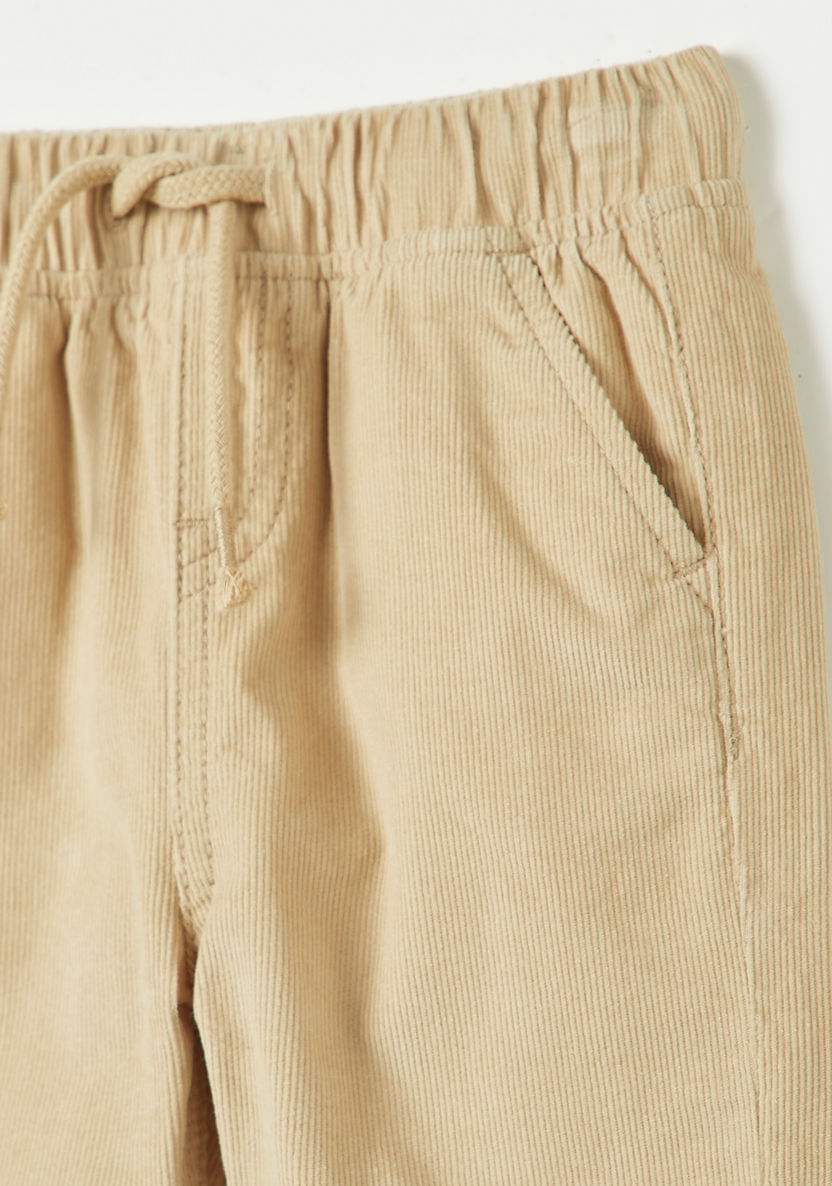 Juniors Solid Corduroy Pants with Drawstring Closure-Pants-image-1