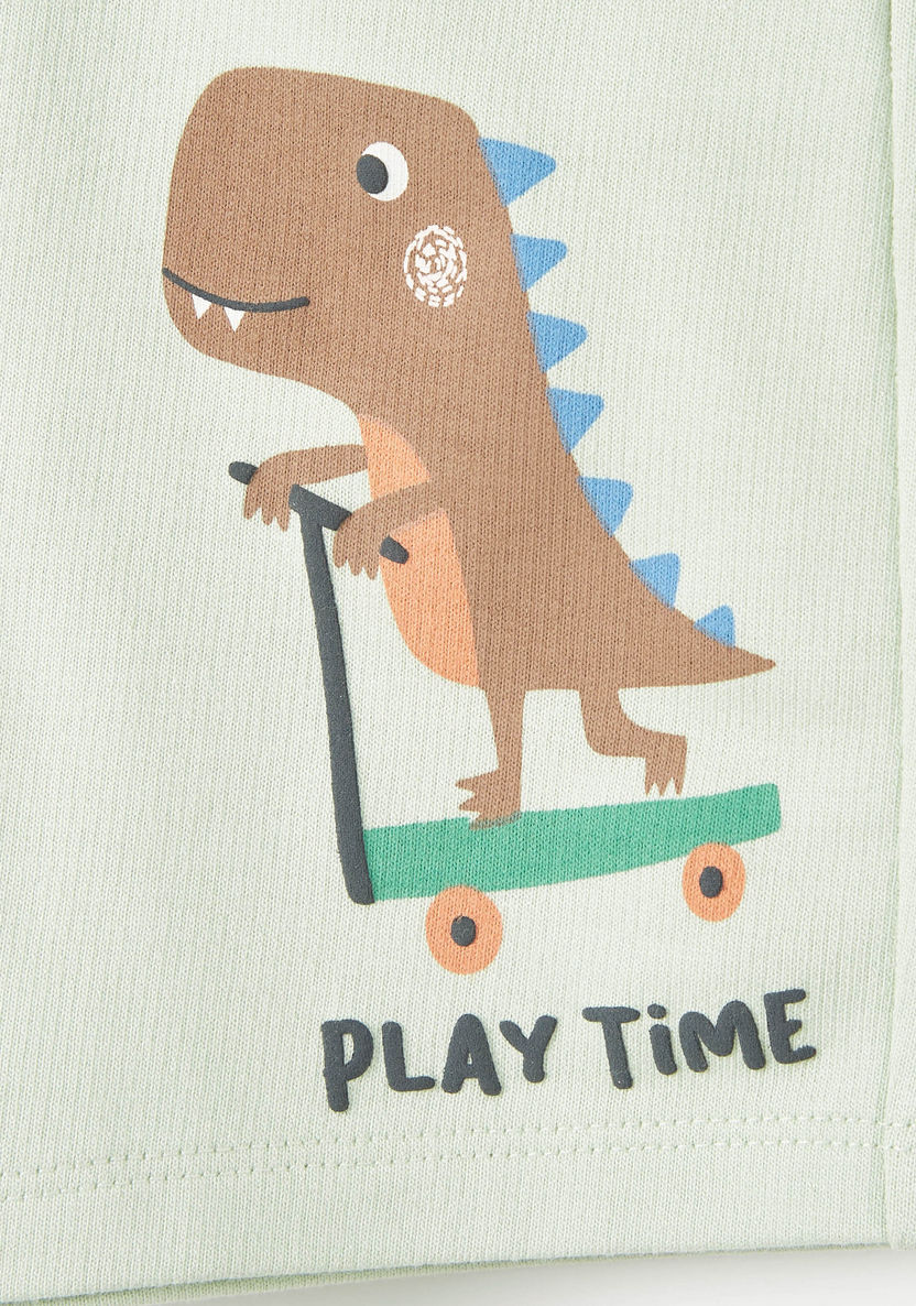 Juniors Dinosaur Print Shorts with Drawstring Closure-Shorts-image-2