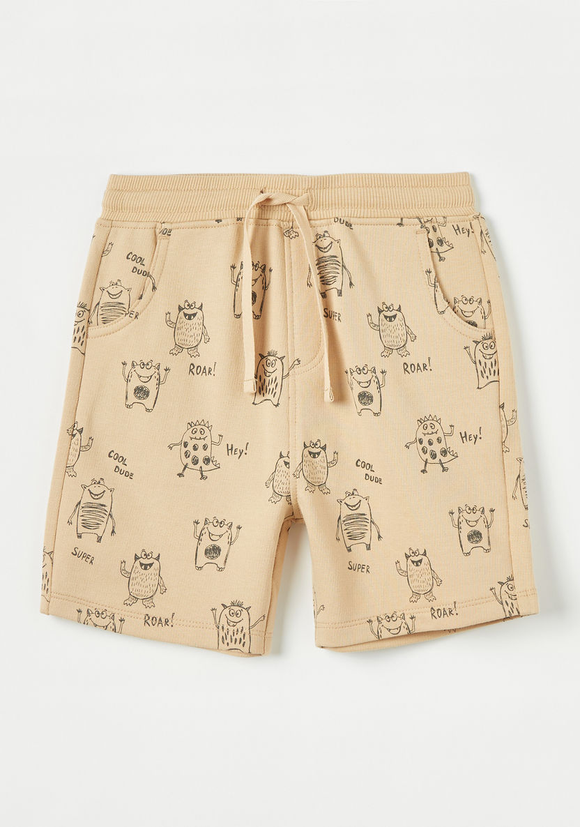 Juniors Printed Shorts with Drawstring Closure-Shorts-image-0