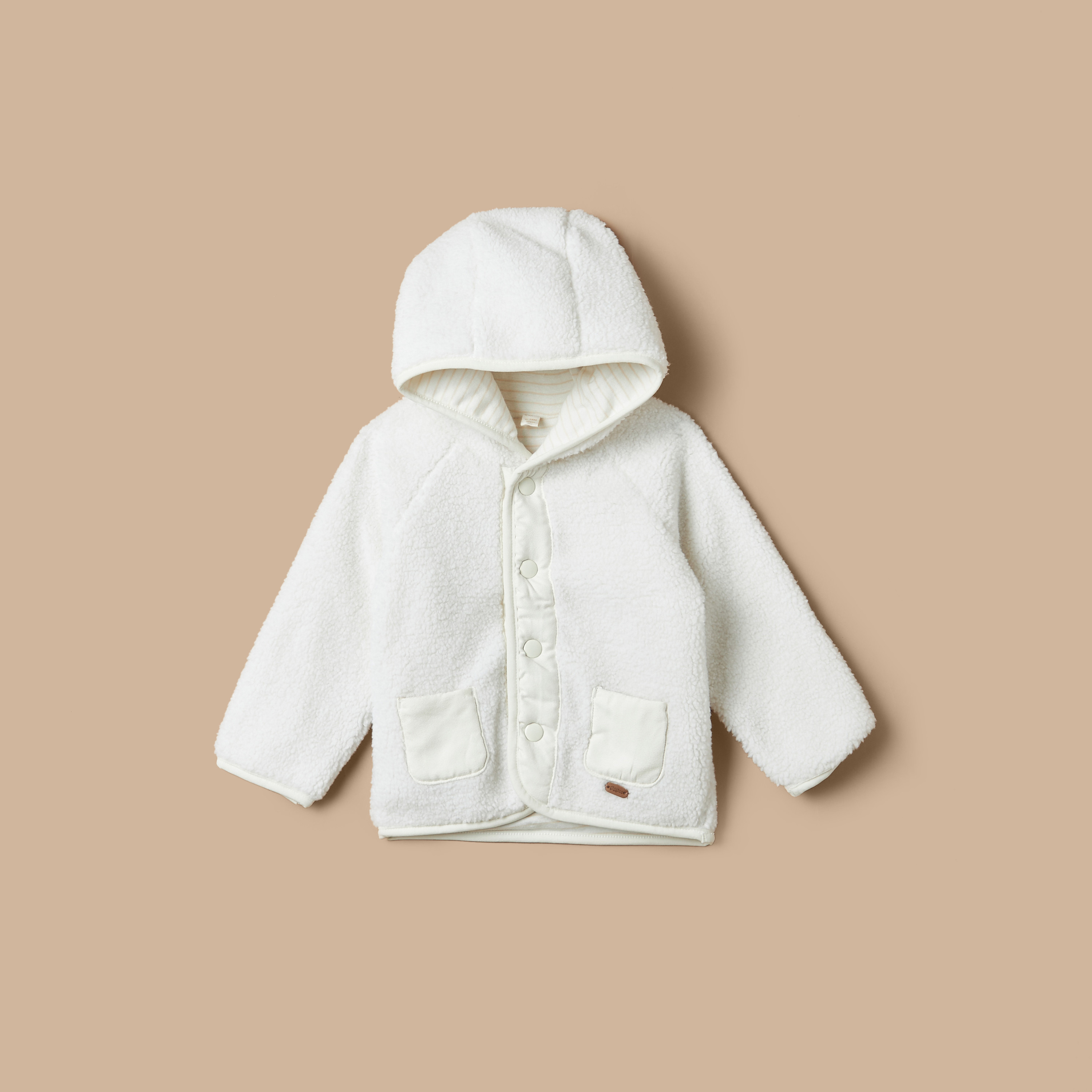جاكيت بارز الملمس بأزرار إغلاق وقبعة من جيجلز-baby-boys-clothing-winterwear-jacketsandblazers-image-1