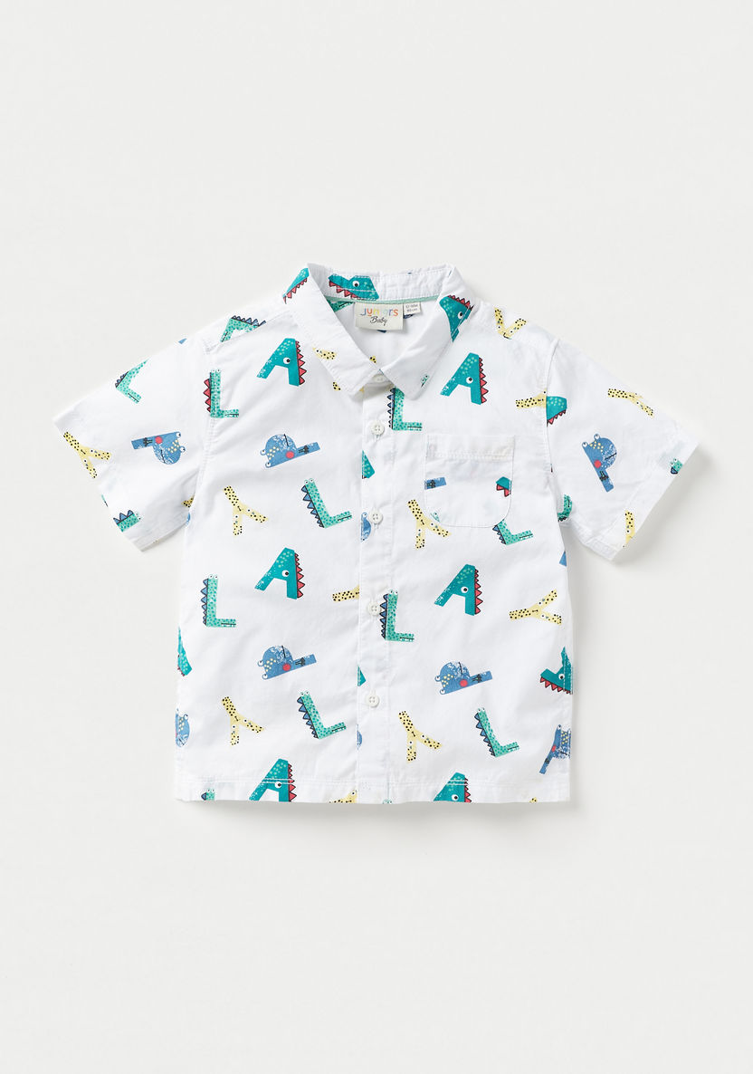 Juniors Animal Print Collared Shirt and Shorts Set-Clothes Sets-image-1