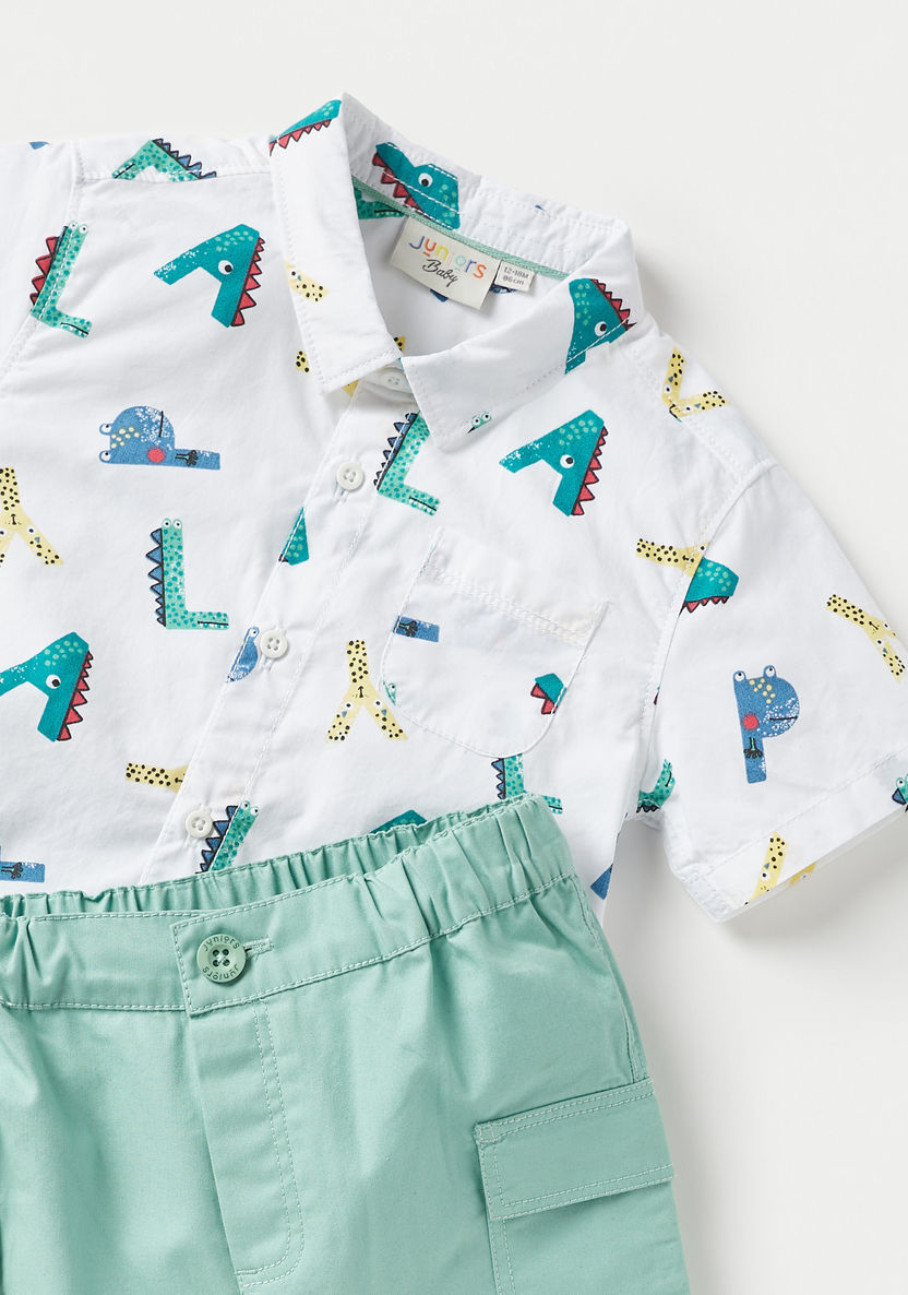 Juniors Animal Print Collared Shirt and Shorts Set-Clothes Sets-image-3
