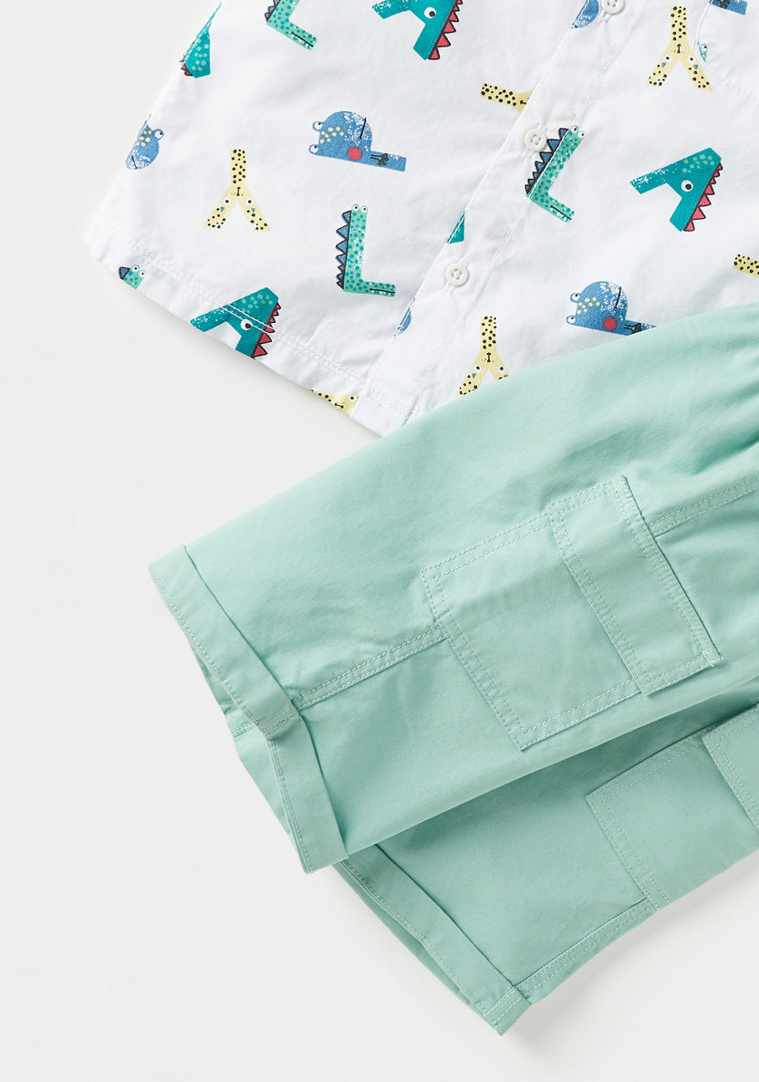 Juniors Animal Print Collared Shirt and Shorts Set-Clothes Sets-image-4