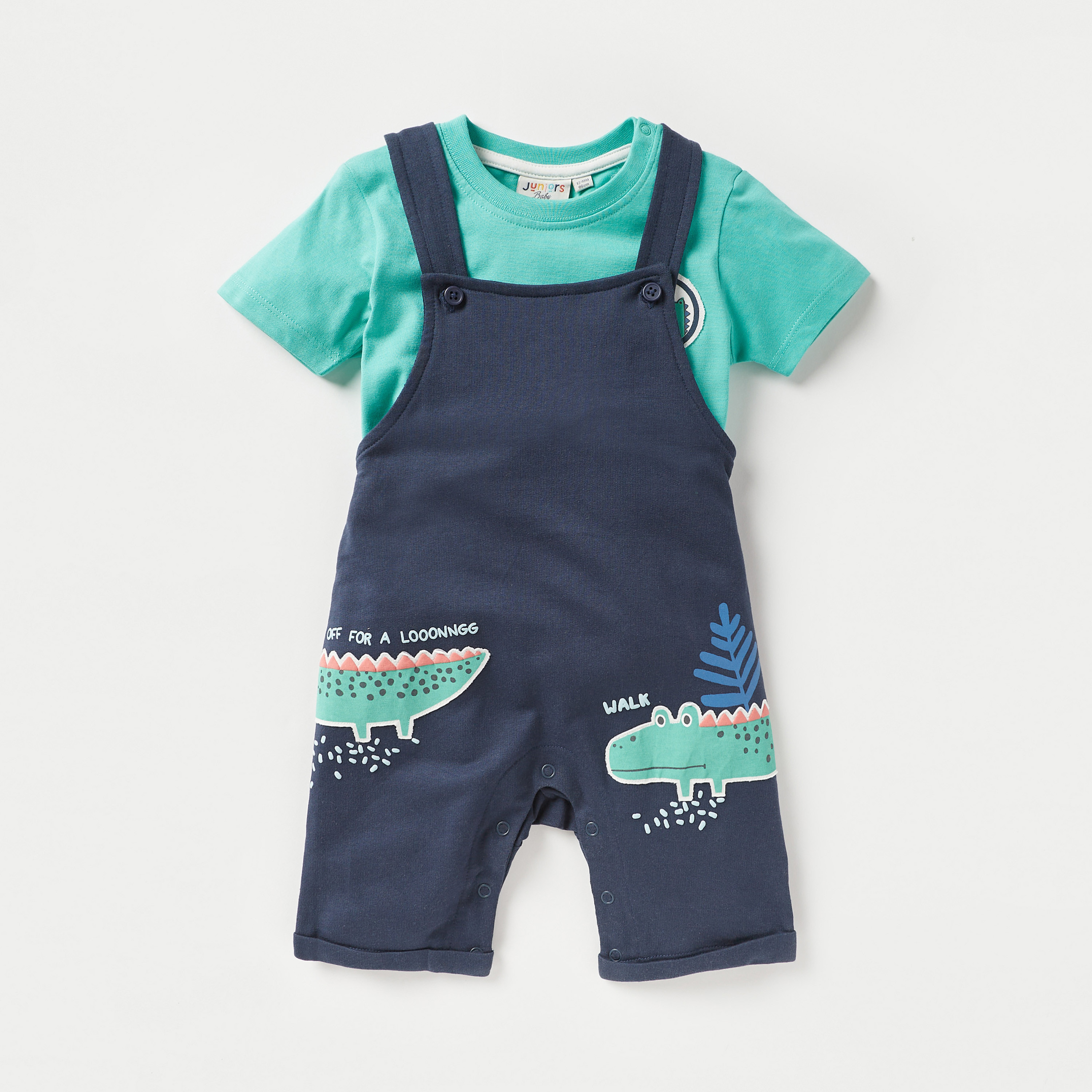 Juniors Printed Dungaree and T-shirt Set-baby-boys-clothing-setsandcoords-image-1