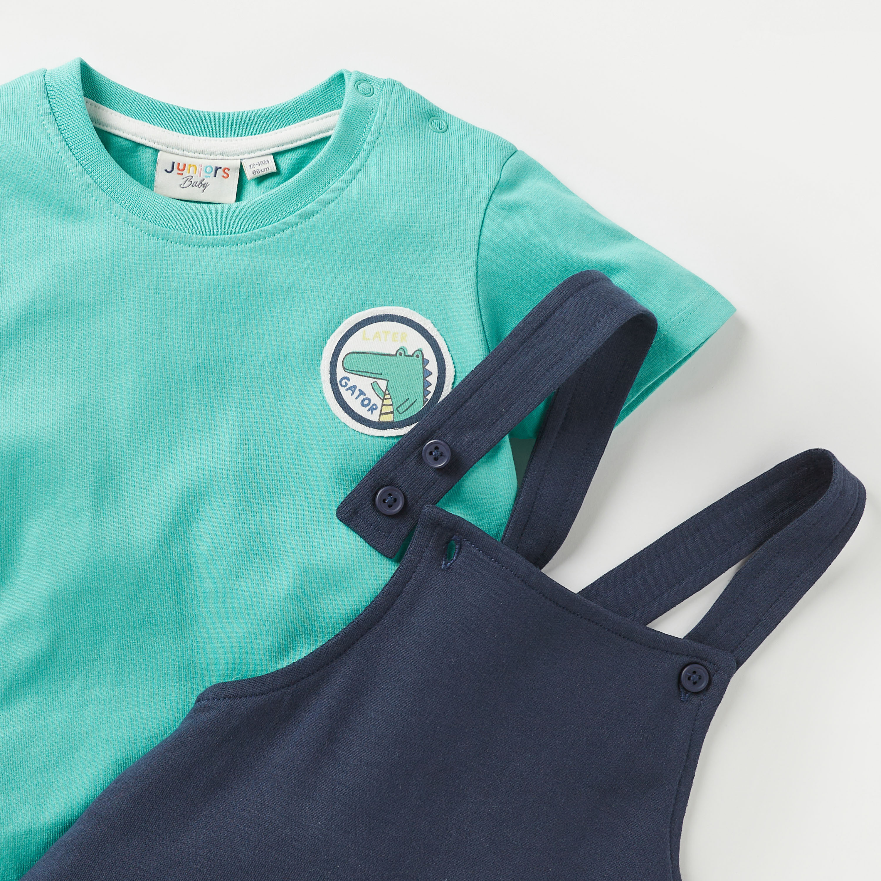 Juniors Printed Dungaree and T-shirt Set-baby-boys-clothing-setsandcoords-image-4