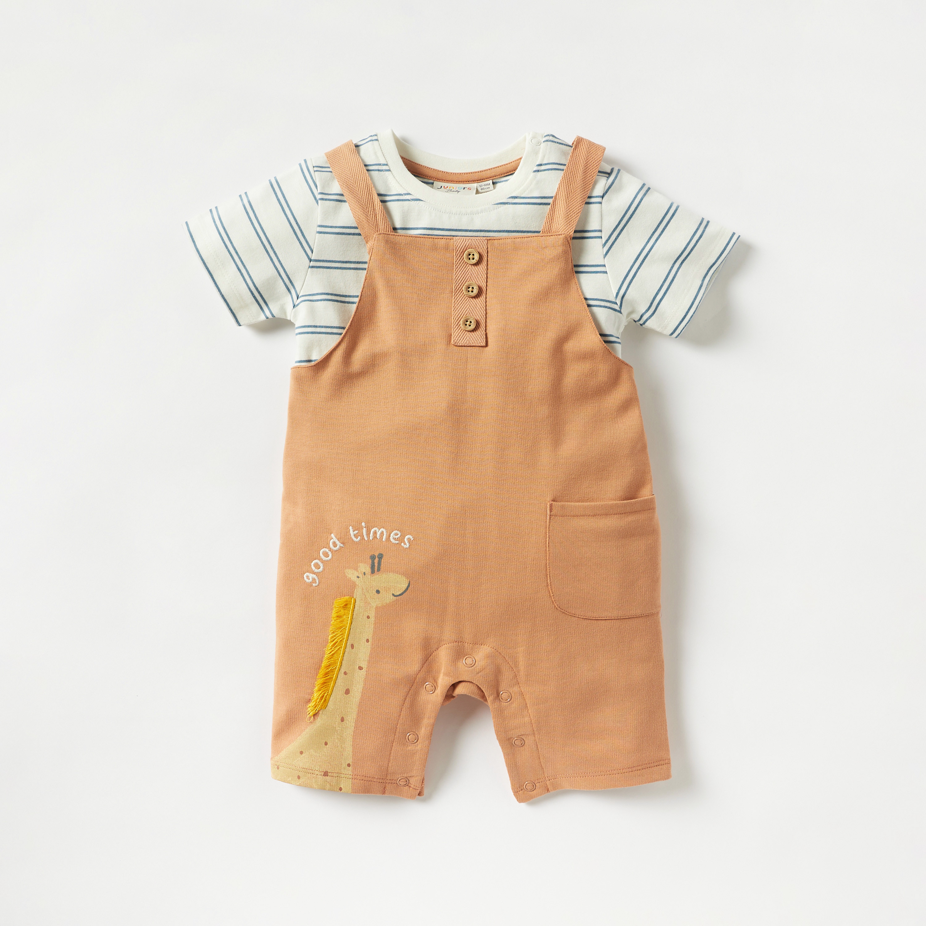 Juniors Printed Dungaree and T-shirt Set-baby-boys-clothing-setsandcoords-image-1