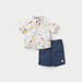 Juniors Animal Print Collared Shirt and Shorts Set-Clothes Sets-thumbnail-0