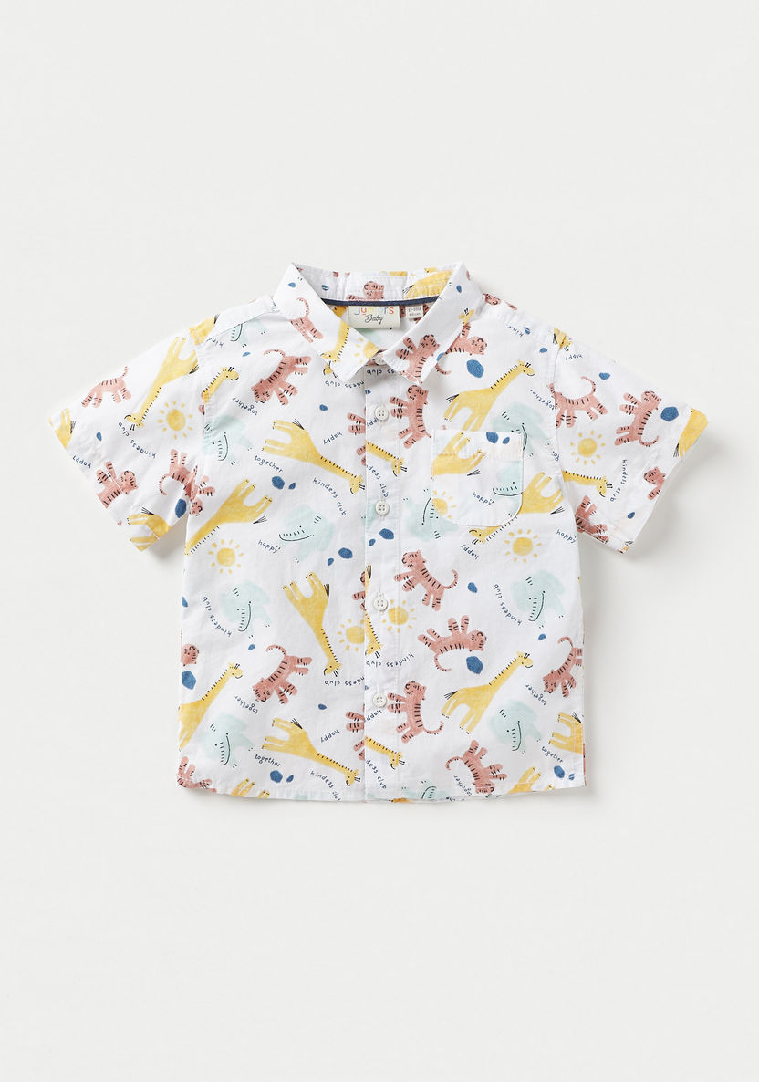 Juniors Animal Print Collared Shirt and Shorts Set-Clothes Sets-image-1