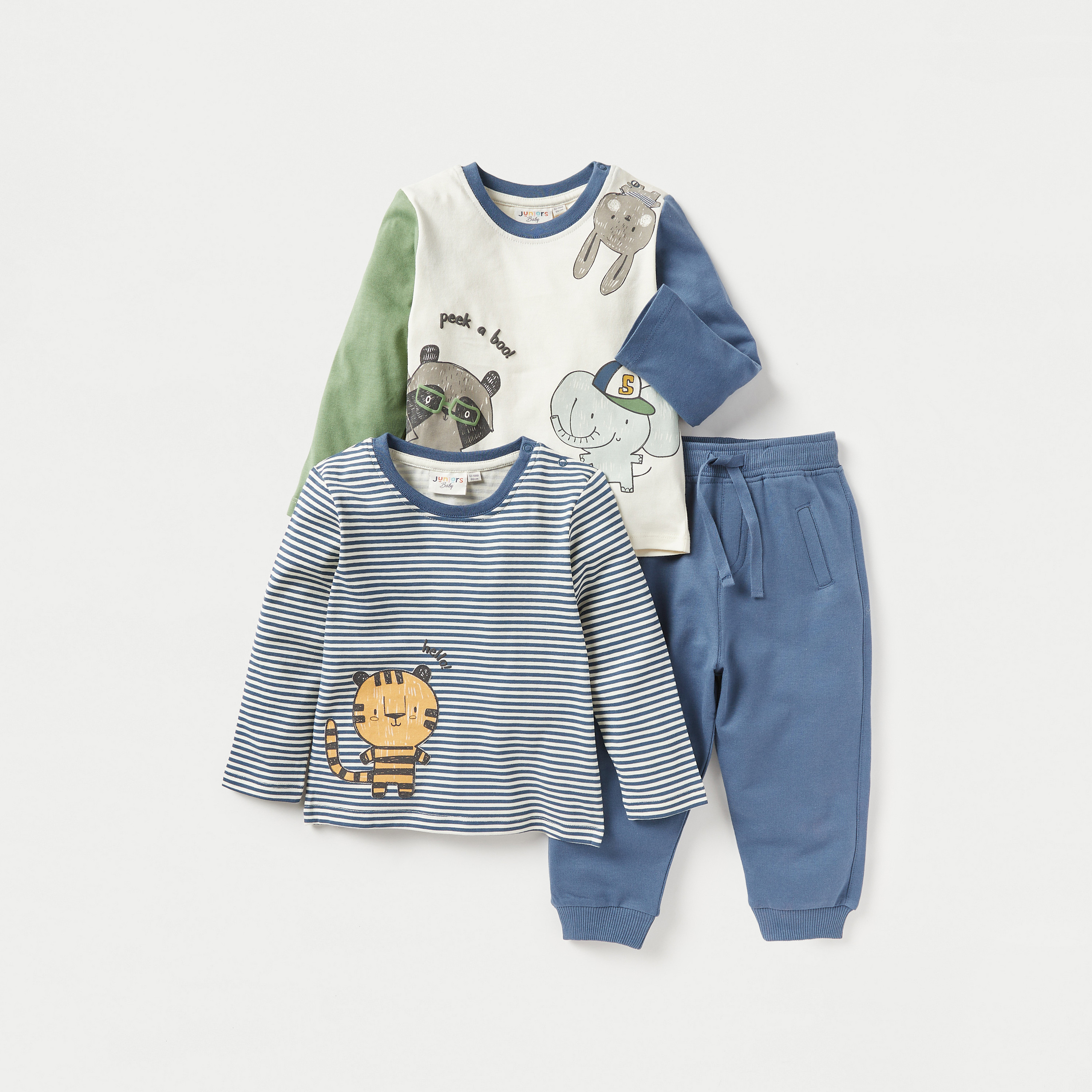 Buy Juniors 3 Piece Printed T shirt and Joggers Set Online Babyshop UAE