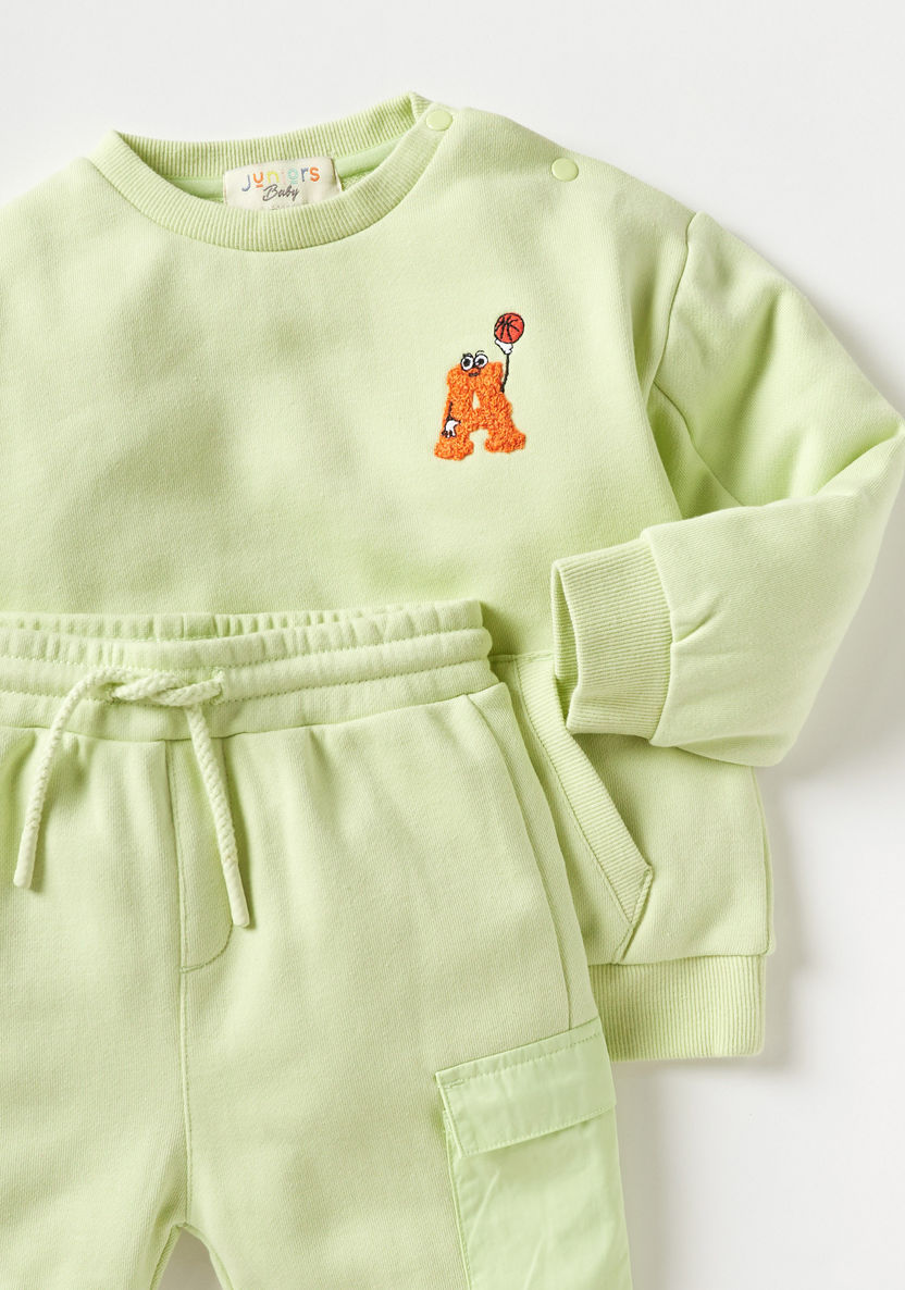 Juniors Embroidered Sweatshirt and Joggers Set-Clothes Sets-image-3