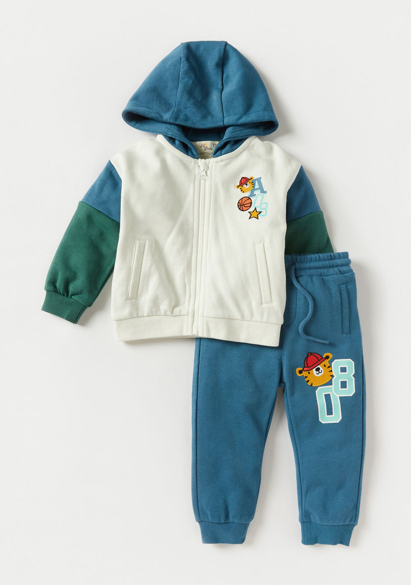 Juniors Cut and Sew Zip-Through Hoodie and Joggers Set-Clothes Sets-image-0