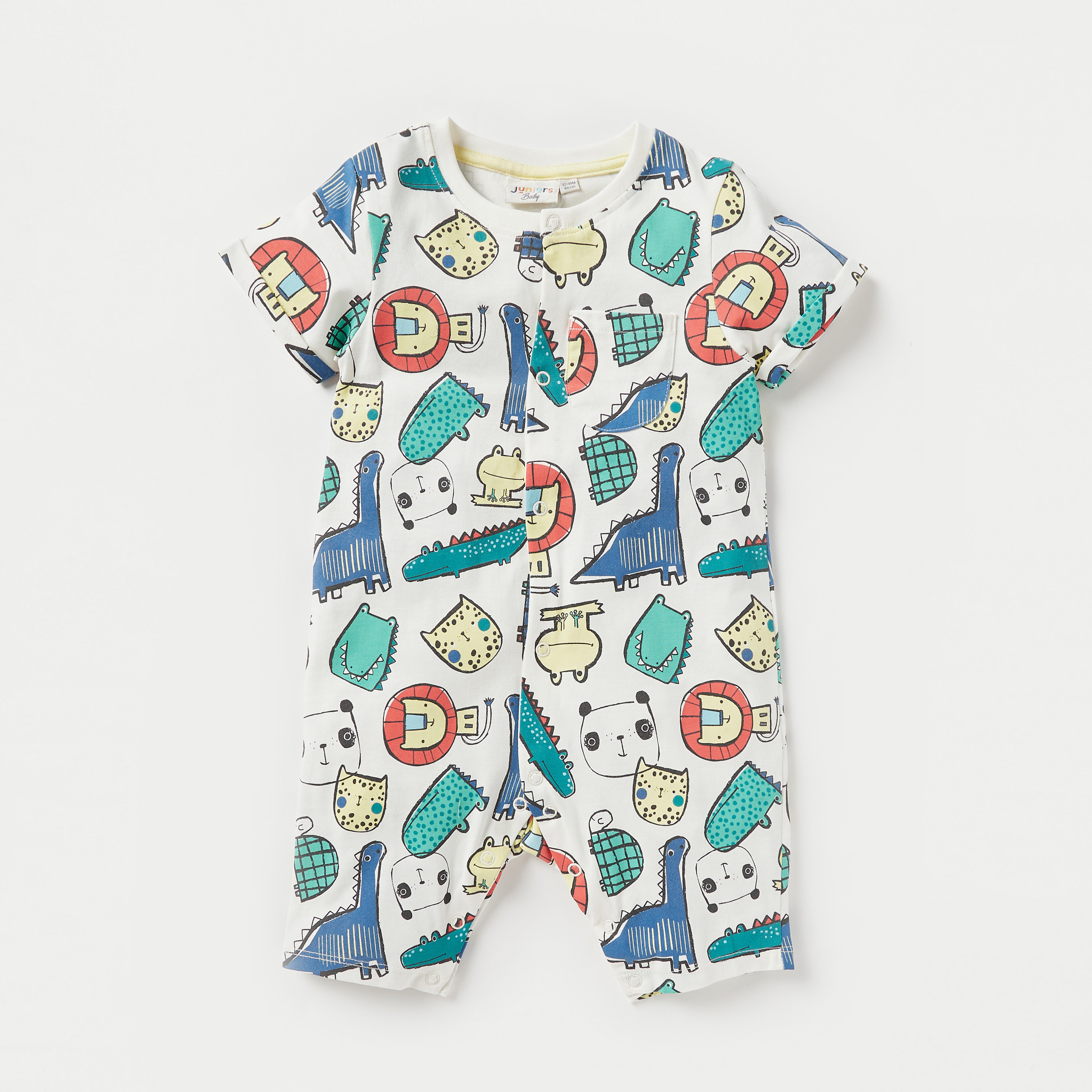 Juniors Animal Print Romper with Snap Button Closure - Set of 2-baby-boys-clothing-winterwear-rompers-image-2