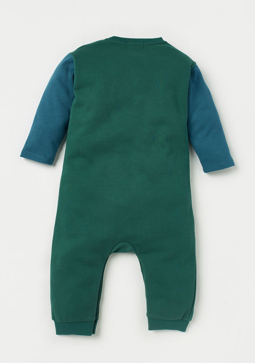 Juniors Embroidered Colourblock Romper with Long Sleeves-Rompers%2C Dungarees and Jumpsuits-image-1