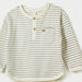 Juniors Striped Henley Neck T-shirt with Long Sleeves-T Shirts-thumbnail-1