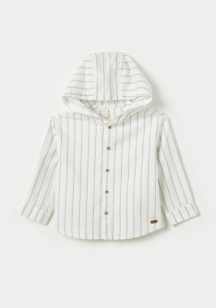 Giggles Striped Long Sleeves Shirt with Hood-Shirts-image-0