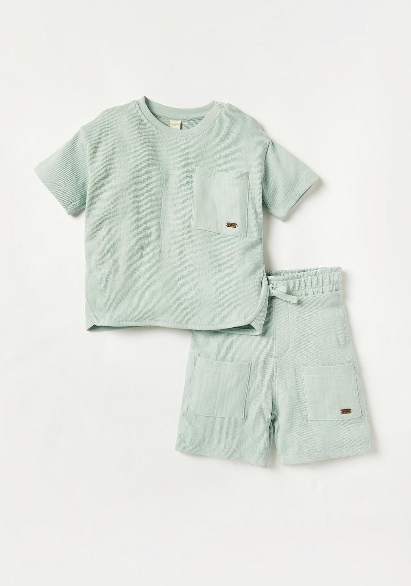 Juniors Textured T-shirt and Shorts Set-Clothes Sets-image-0
