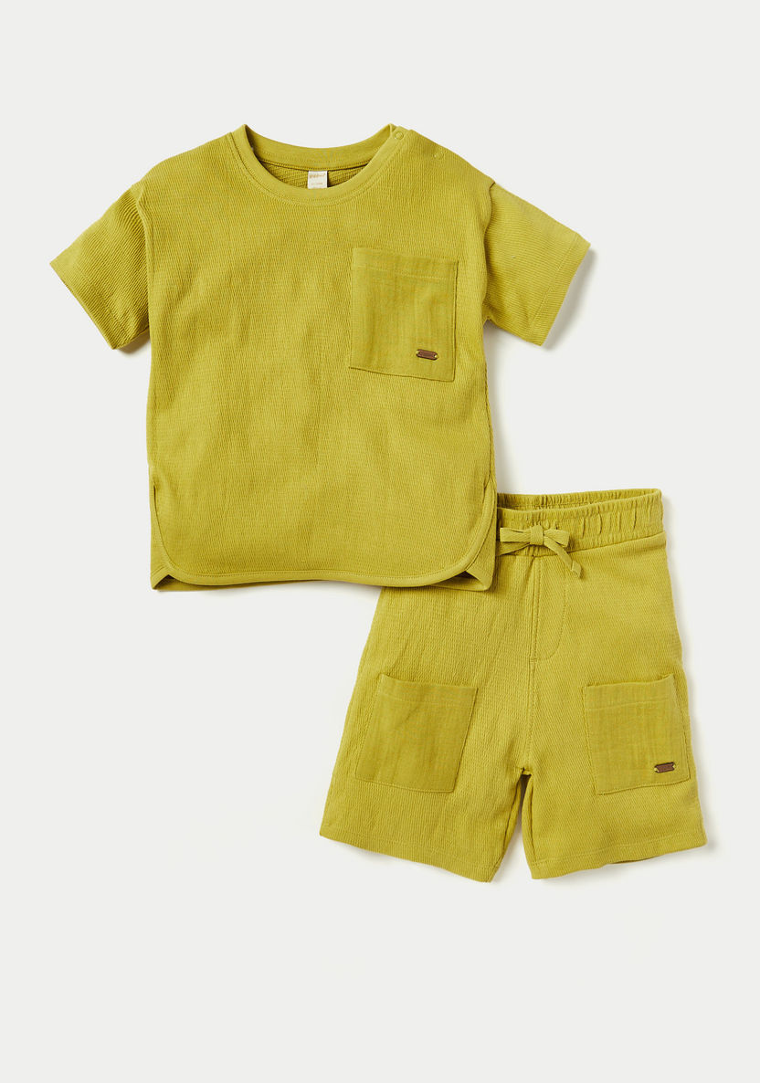 Juniors Textured T-shirt and Shorts Set-Clothes Sets-image-0