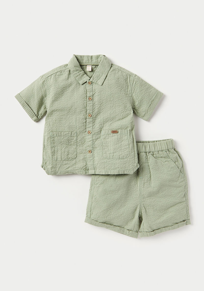 Giggles Textured Shirt and Shorts Set-Clothes Sets-image-0