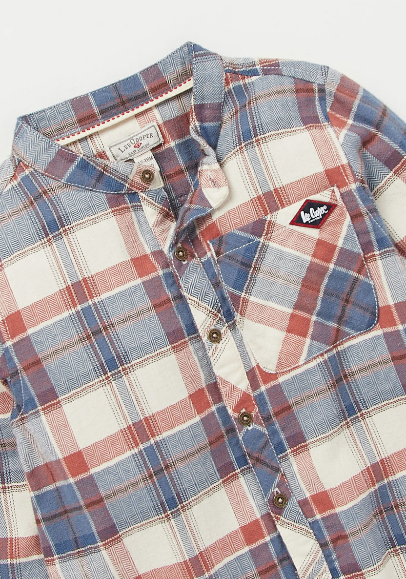 Lee Cooper Checked Shirt with Mandarin Collar and Long Sleeves-Shirts-image-2