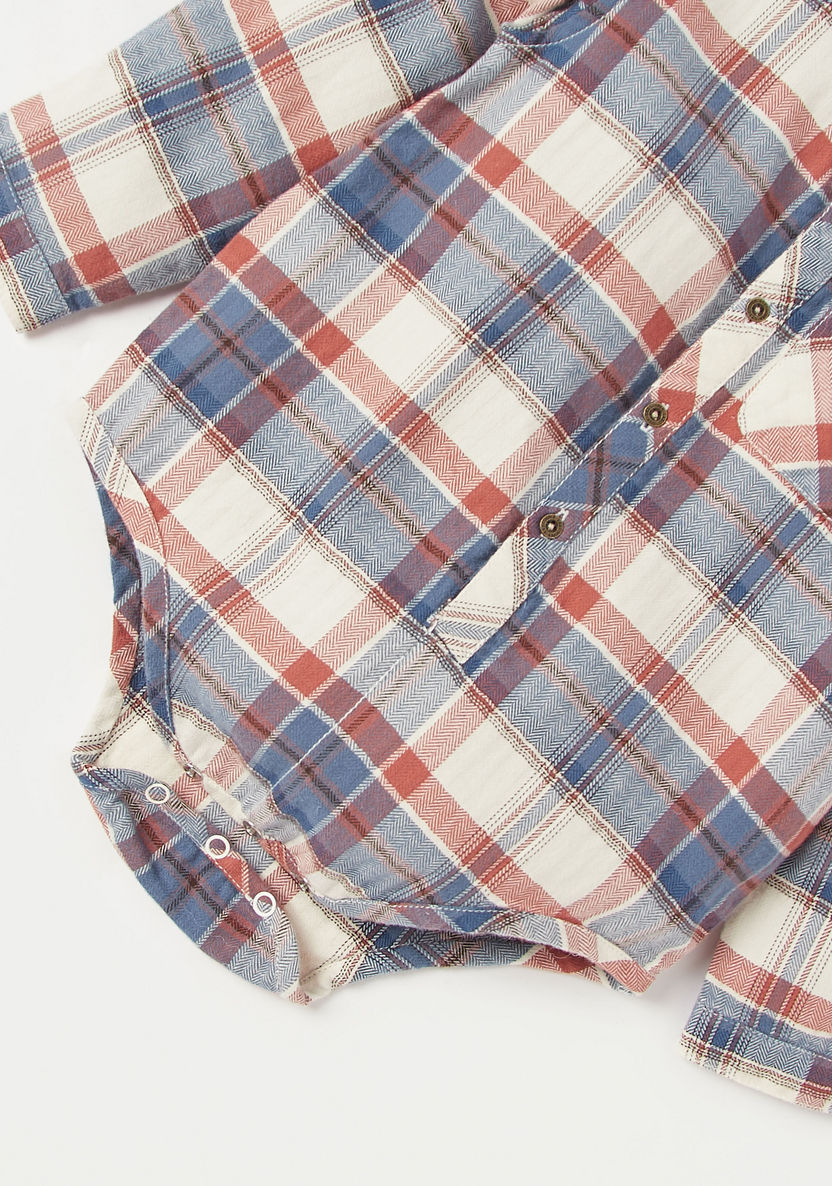 Lee Cooper Checked Shirt with Mandarin Collar and Long Sleeves-Shirts-image-3