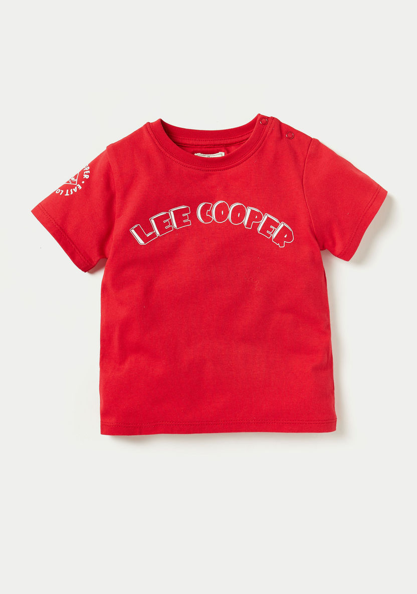 Lee Cooper Logo Print T-shirt and Denim Dungaree Set-Clothes Sets-image-1