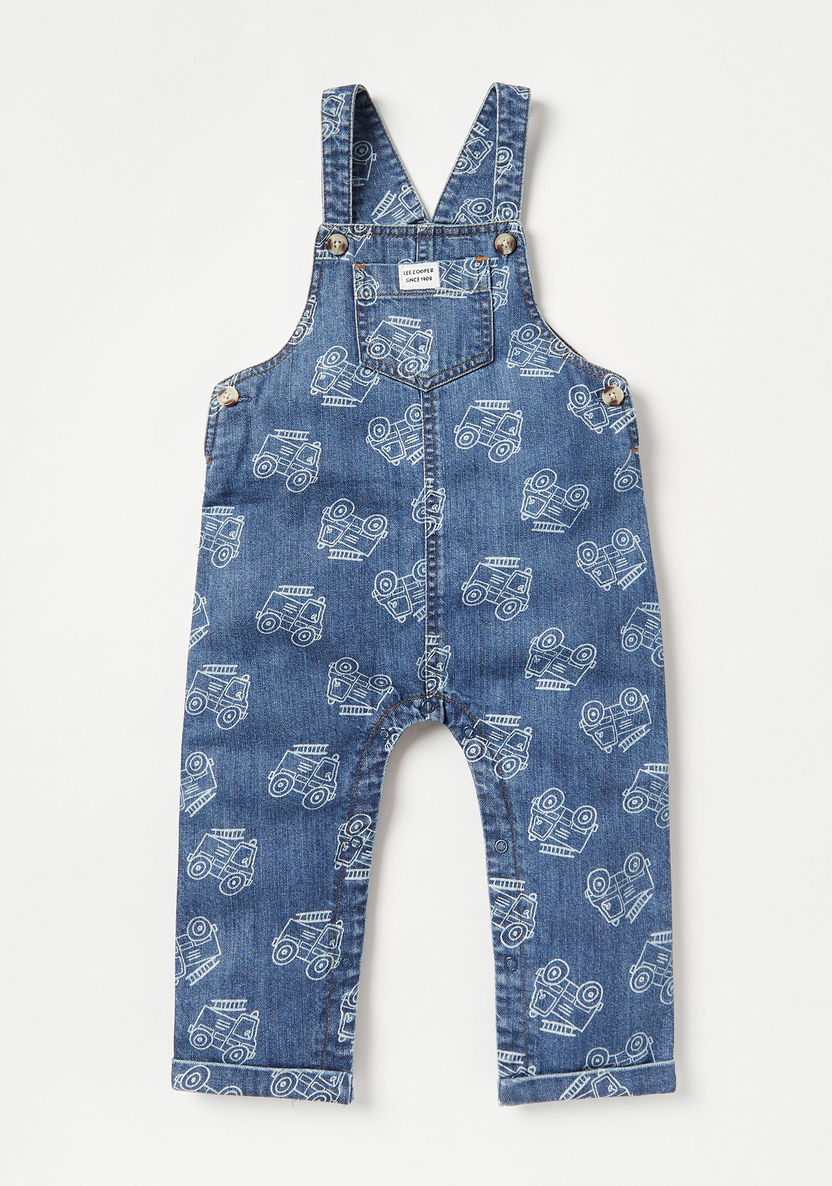 Lee Cooper Printed Dungaree and Solid T-shirt Set-Clothes Sets-image-2