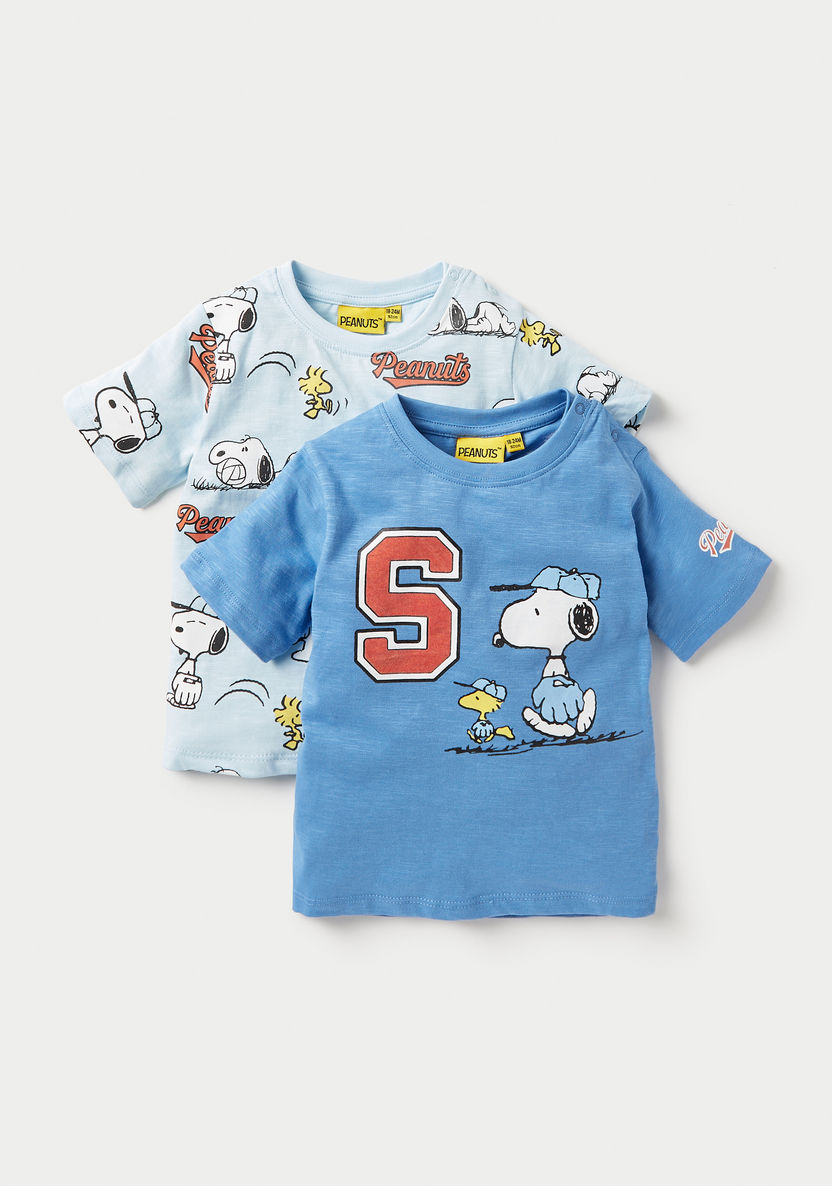Snoopy Print T-shirt with Short Sleeves and Crew Neck - Set of 2-T Shirts-image-0