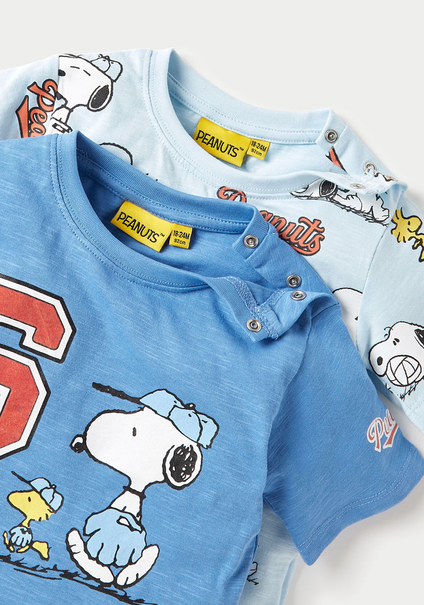 Snoopy Print T-shirt with Short Sleeves and Crew Neck - Set of 2-T Shirts-image-3