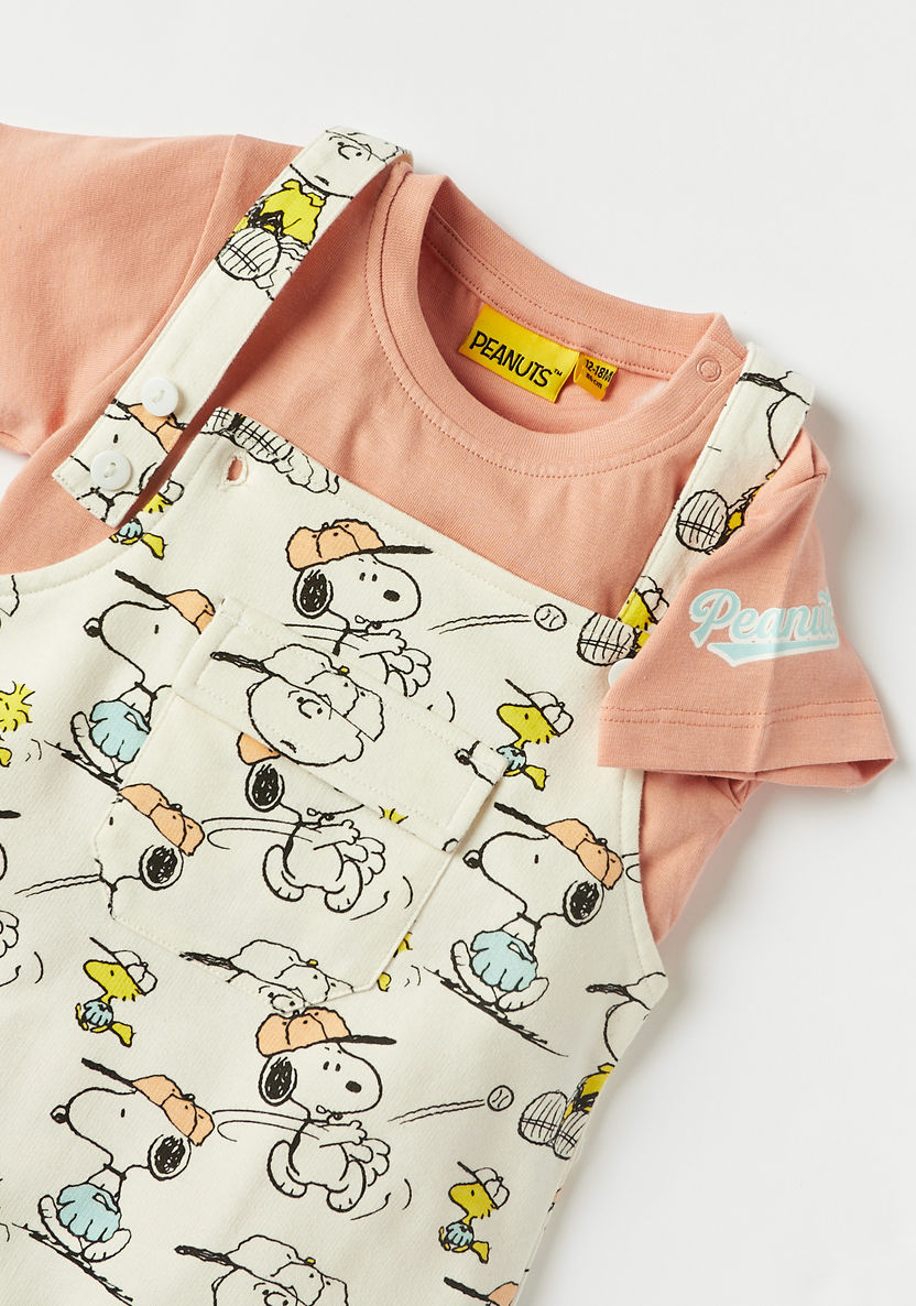 All-Over Snoopy Dog Print Dungaree and T-shirt Set-Clothes Sets-image-3