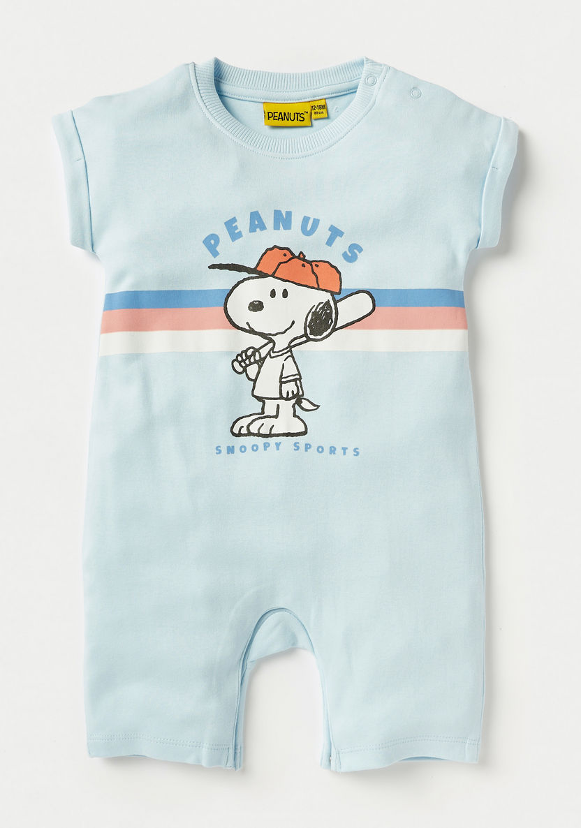 Snoopy Print Romper with Short Sleeves and Snap Button Closure - Set of 2-Rompers%2C Dungarees and Jumpsuits-image-1