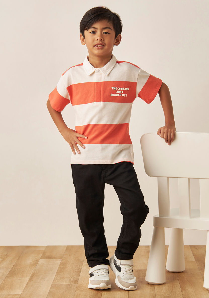 Juniors Stripes Polo T-shirt with Short Sleeves-T Shirts-image-1