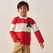 Juniors Striped T-shirt with Collar and Long Sleeves-T Shirts-thumbnailMobile-0