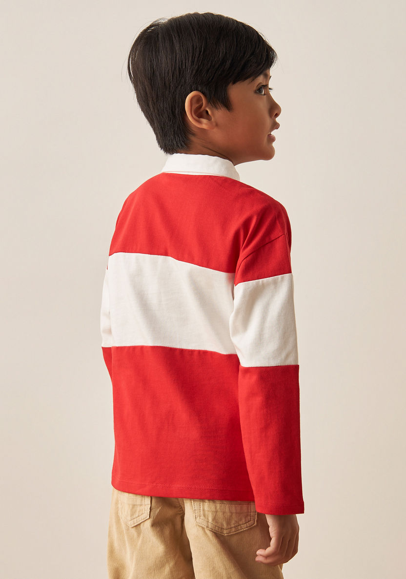 Juniors Striped T-shirt with Collar and Long Sleeves-T Shirts-image-2