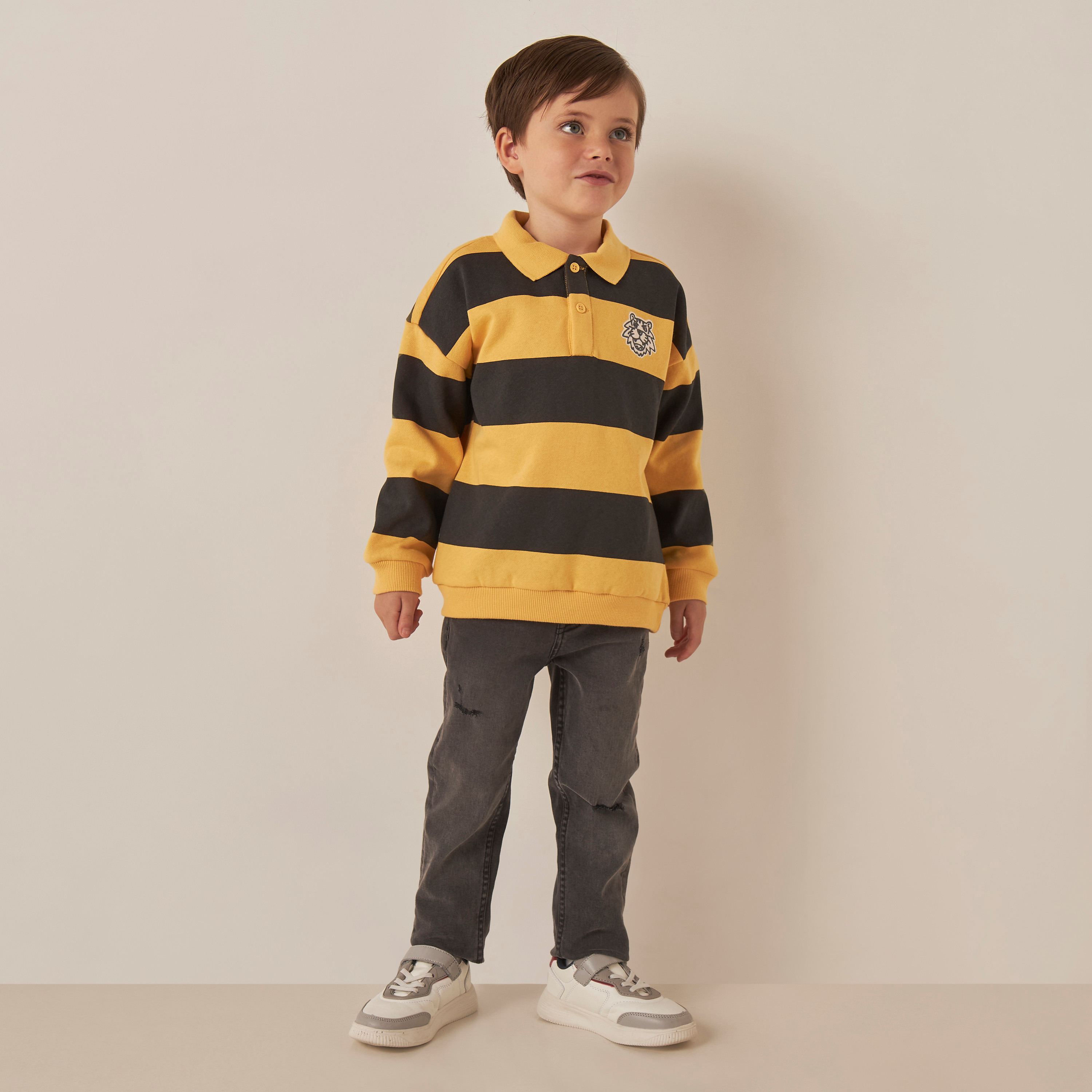 تيشيرت بولو مخطط بأكمام طويلة من جونيورز-boys-clothing-tshirtsandpolos-image-2