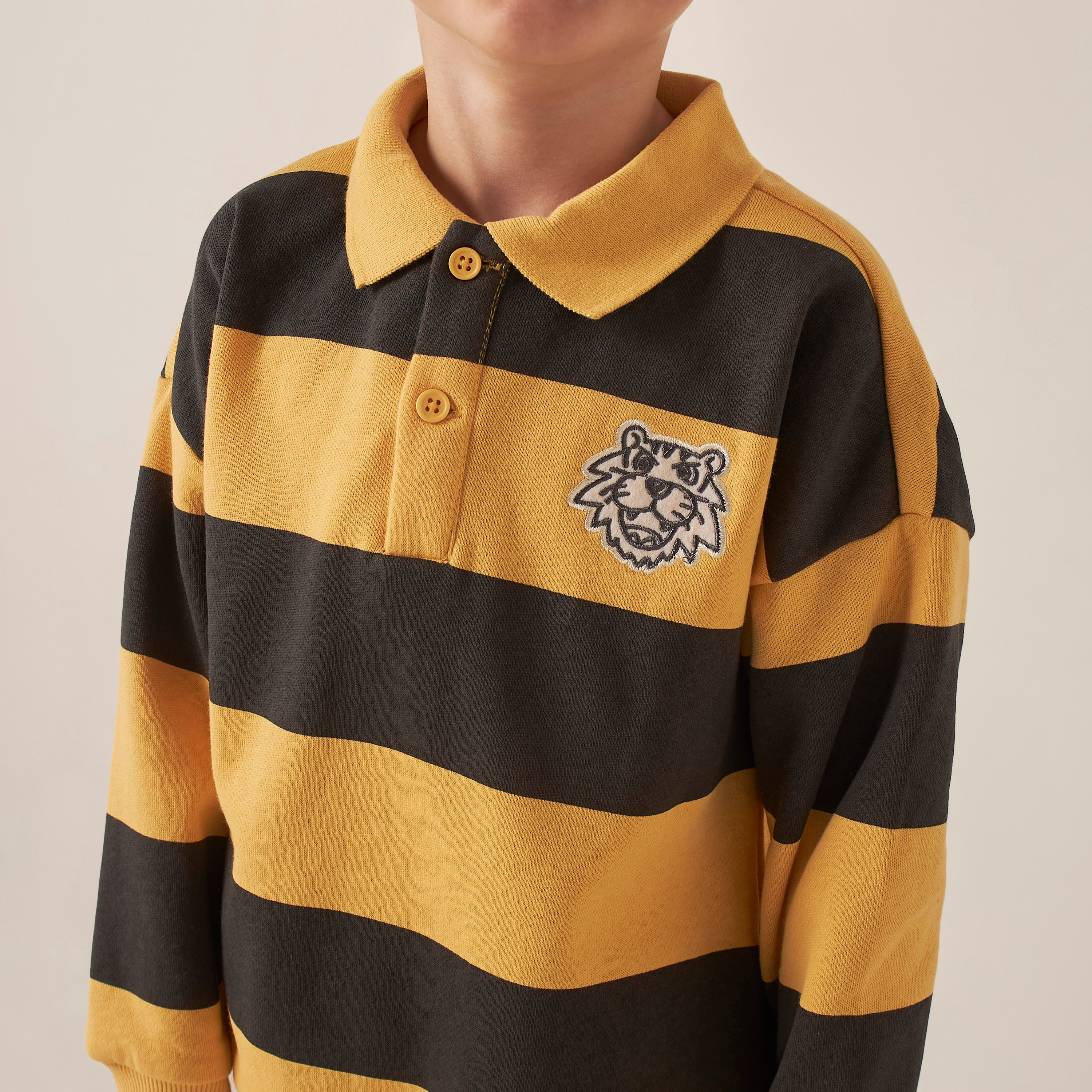 تيشيرت بولو مخطط بأكمام طويلة من جونيورز-boys-clothing-tshirtsandpolos-image-4