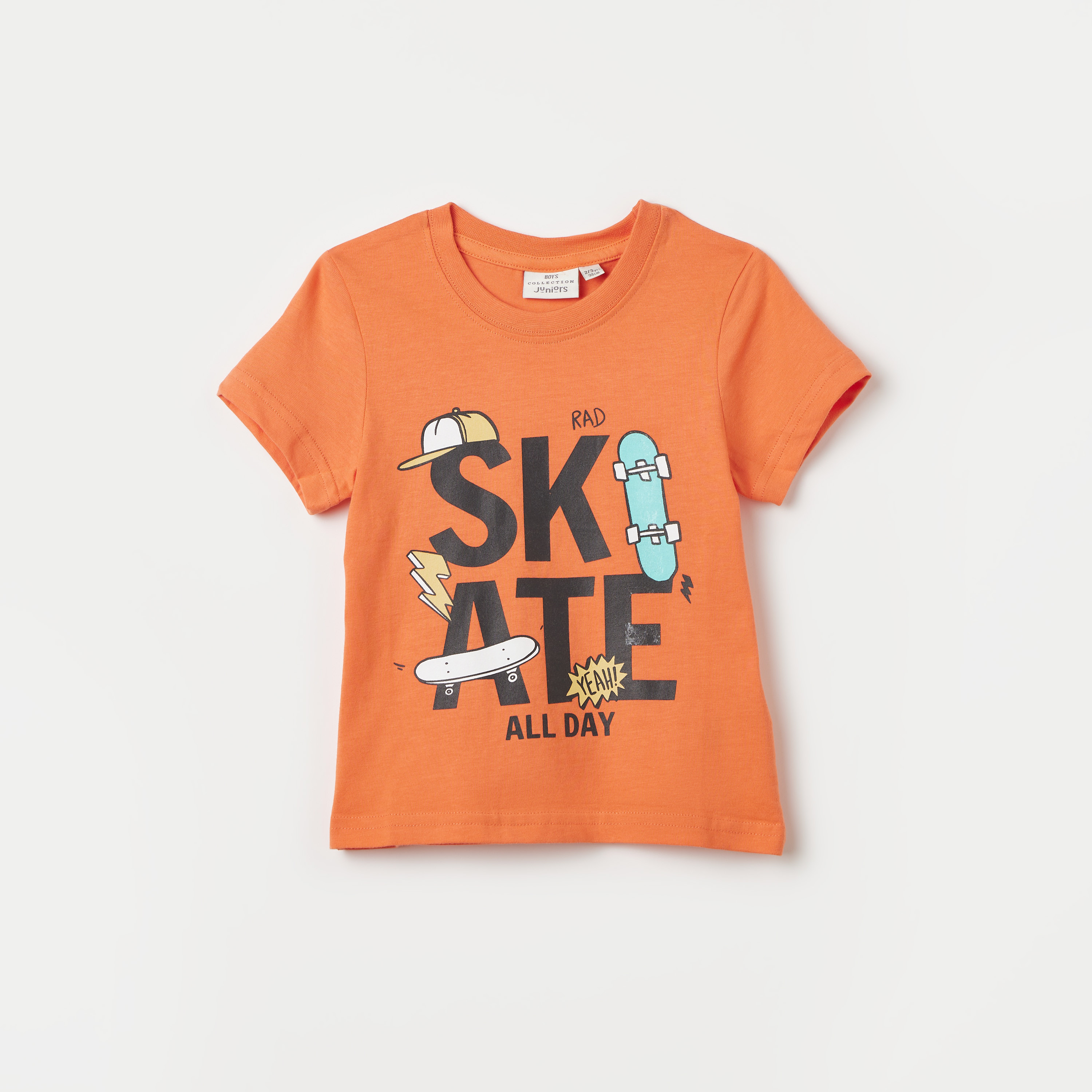 Juniors Graphic Print T-shirt with Short Sleeves and Round Neck-boys-clothing-tshirtsandpolos-image-1